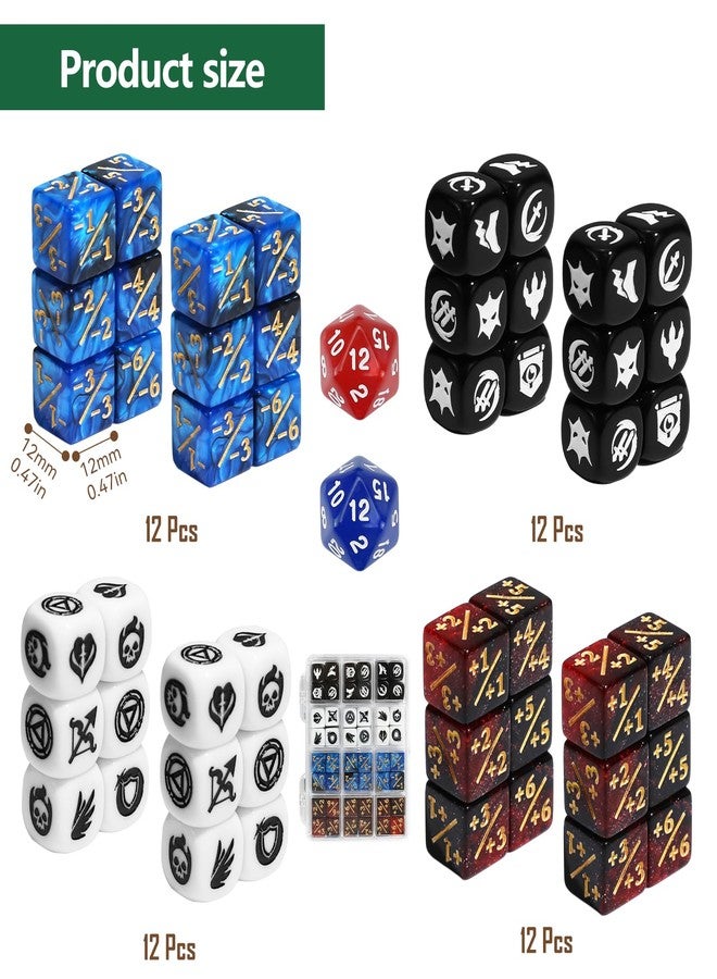 FourDragons 50 Pieces 12mm MTG Dice Counters Icon Abilities Keywords Tokens, Mini Dice CCG Creature Stats Buff Tokens for Magic The gatering, Compatible with MTG TCG Magic Card Games Accessories - Image 2